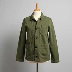 Alex Mill recycled olive green denim work jacket, size XXS